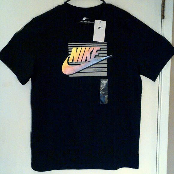 NEW NIKE SPORTSWEAR "VIbrant Box Logo Tee" MEN'S BLACK T-SHIRT LARGE FQ7995-010 - Picture 1 of 6
